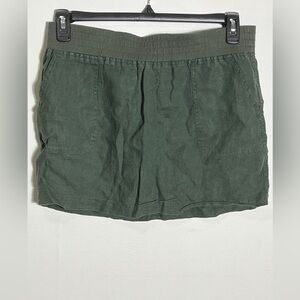 Allen Allen Olive Green Linen Mini Skirt w Pockets Medium